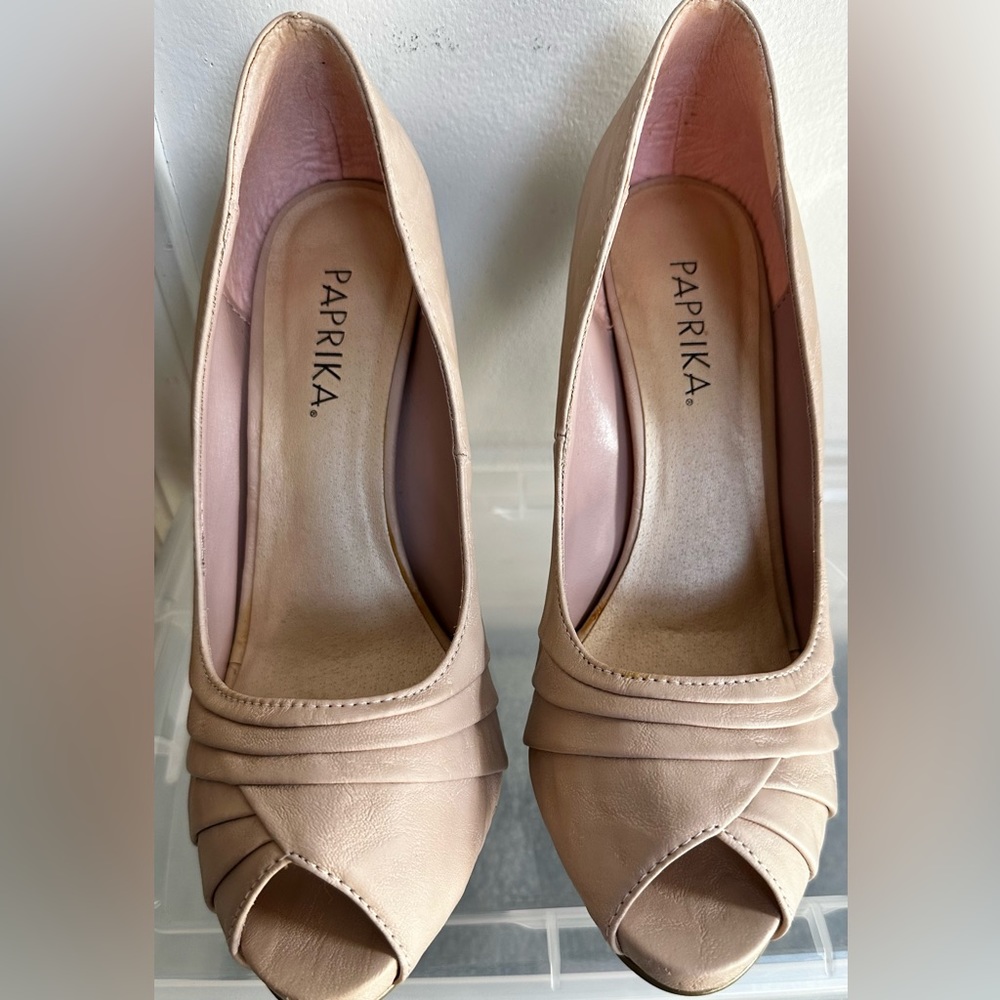 Light Pink Open Toe Heels by Paprika Size 8
